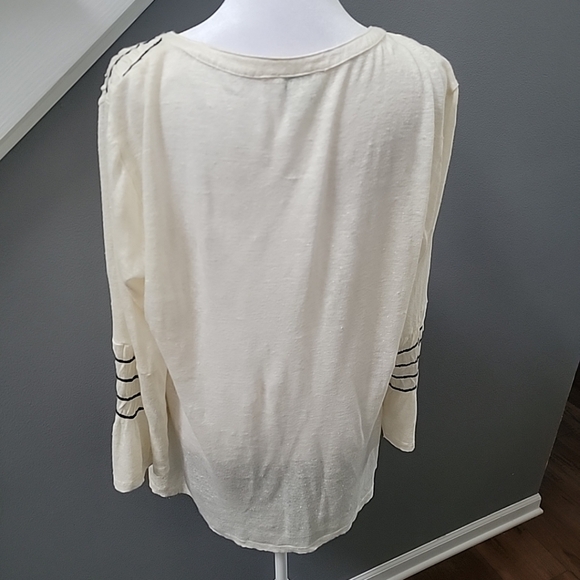 Sundance Peasant Embroidered Top Tunic Cream Ivory Boho Size Med 100% Linen - Picture 5 of 7